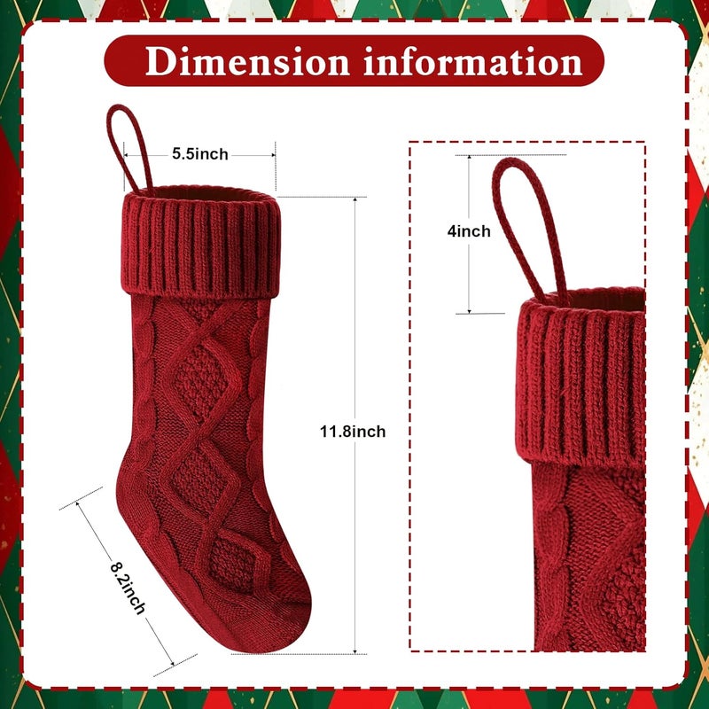 Doitory Store Christmas Stockings 18 Inches,Long Knitted Socks Christmas Decoration Hanging Stocking Fireplace Xmas Tree Stocking for Home Family（red+White+Green+Gray） - Image 5